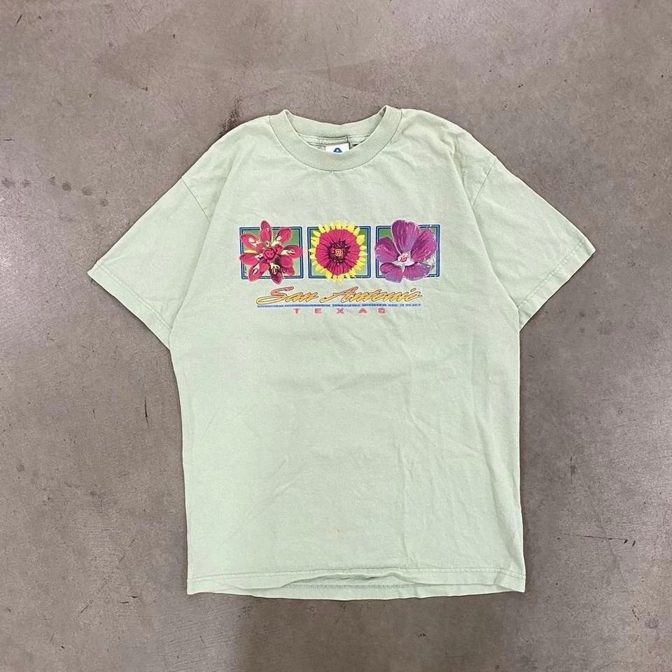 Vintage San Antonio Texas Nature Destination Flowers Floral 90s T-Shirt Size M