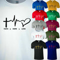 Faith Love Hope Men T Shirt Religious Motivational Christian Heart Gift Tee