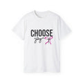 Choose Joy tee | Inspirational script with pink bow