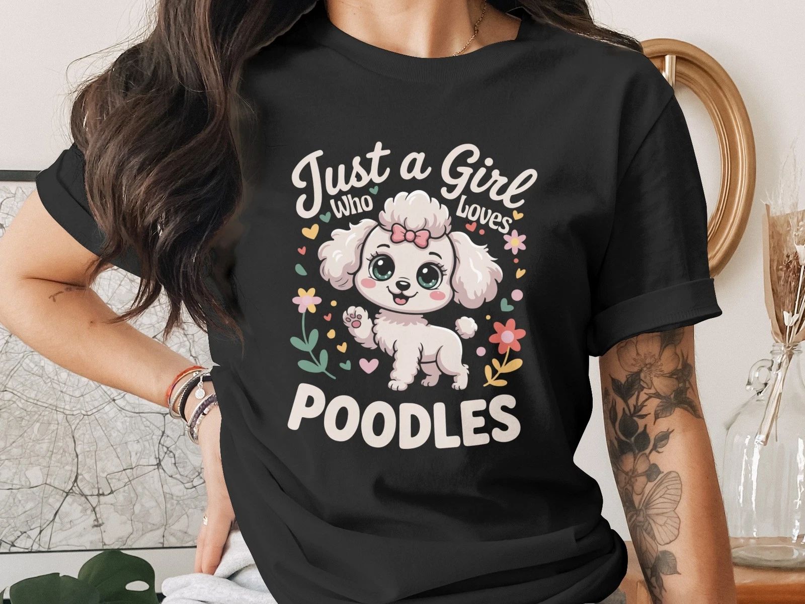 Poodle Lover T-Shirt, Cute Dog Tee, Just A Girl Who Loves Poodles, Poodle Gift