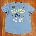 Under Armour Project Rock Shirt Mens XL Blue Respect The Grind Graphic Gym Tee