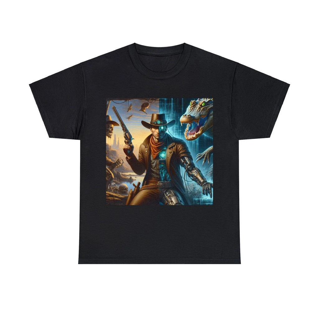 Streetwear Designer Unisex T Shirt Cyber Cowboy & Alligator Sci-Fi Weird Tee