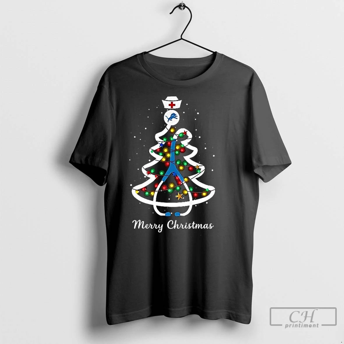 Classic Detroit Lions Christmas Tree Stethoscope Merry Christmas