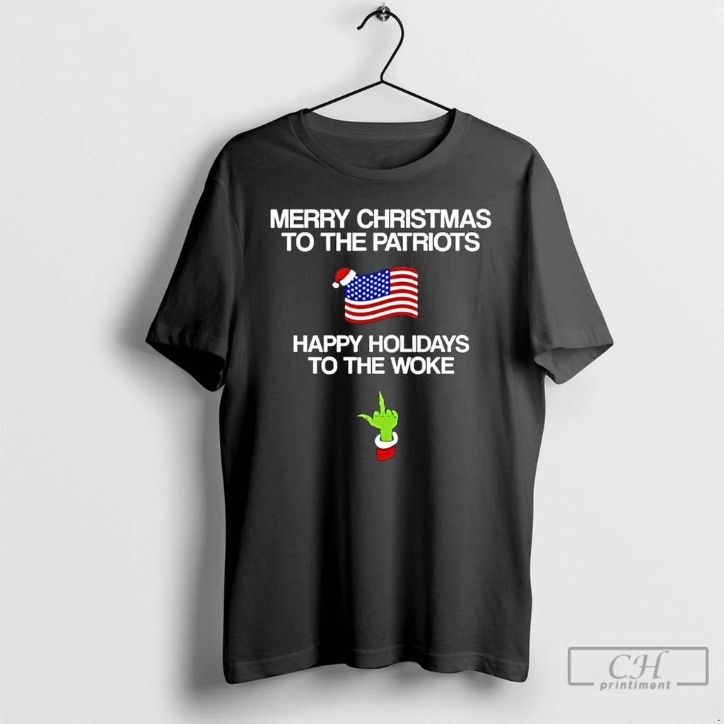 Classic Grinch Middle Finger Merry Christmas To The Patriots Happy Holidays To The Woke