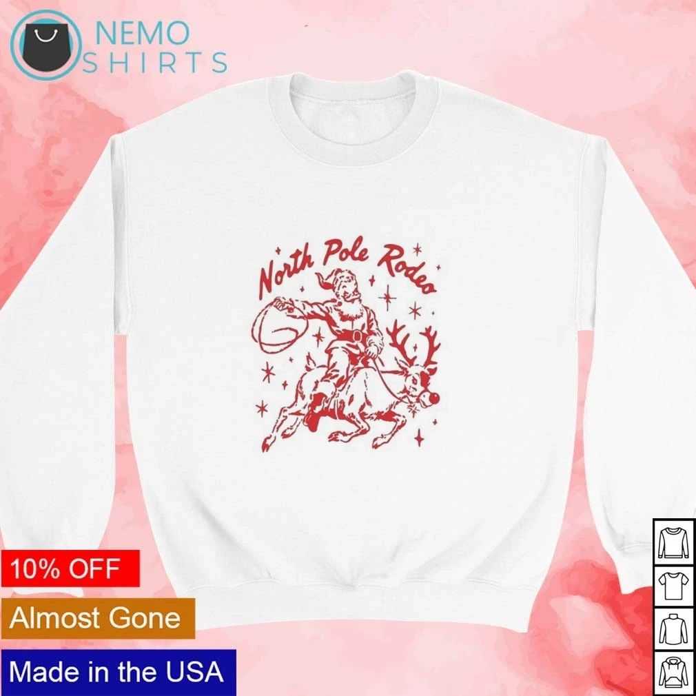 North Pole Rodeo Santa Claus Riding Reindeer Christmas shirt