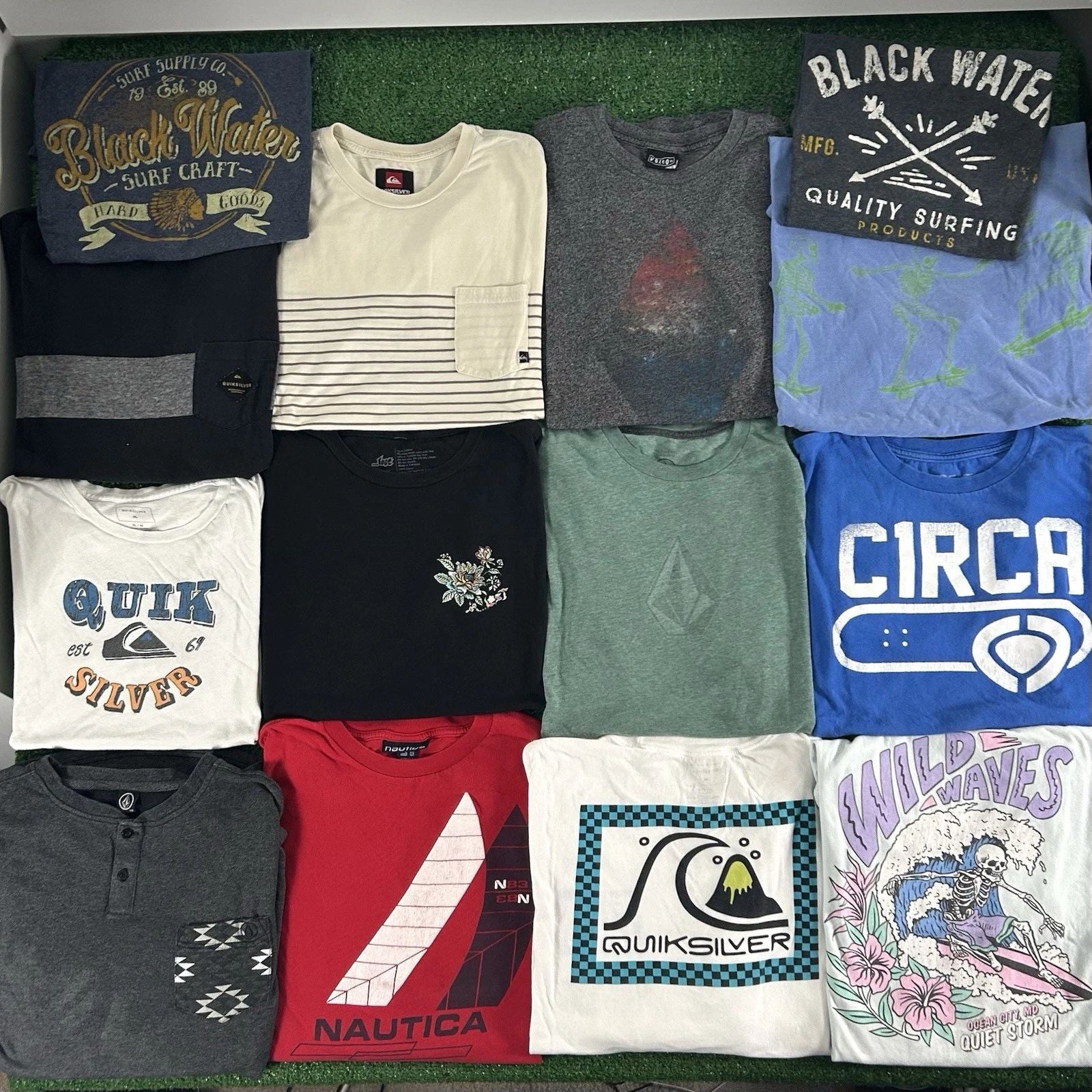 Lot of 14 Surf & Skate Graphic Tshirts Mixed Sizes S-L Reseller Bundle Adult