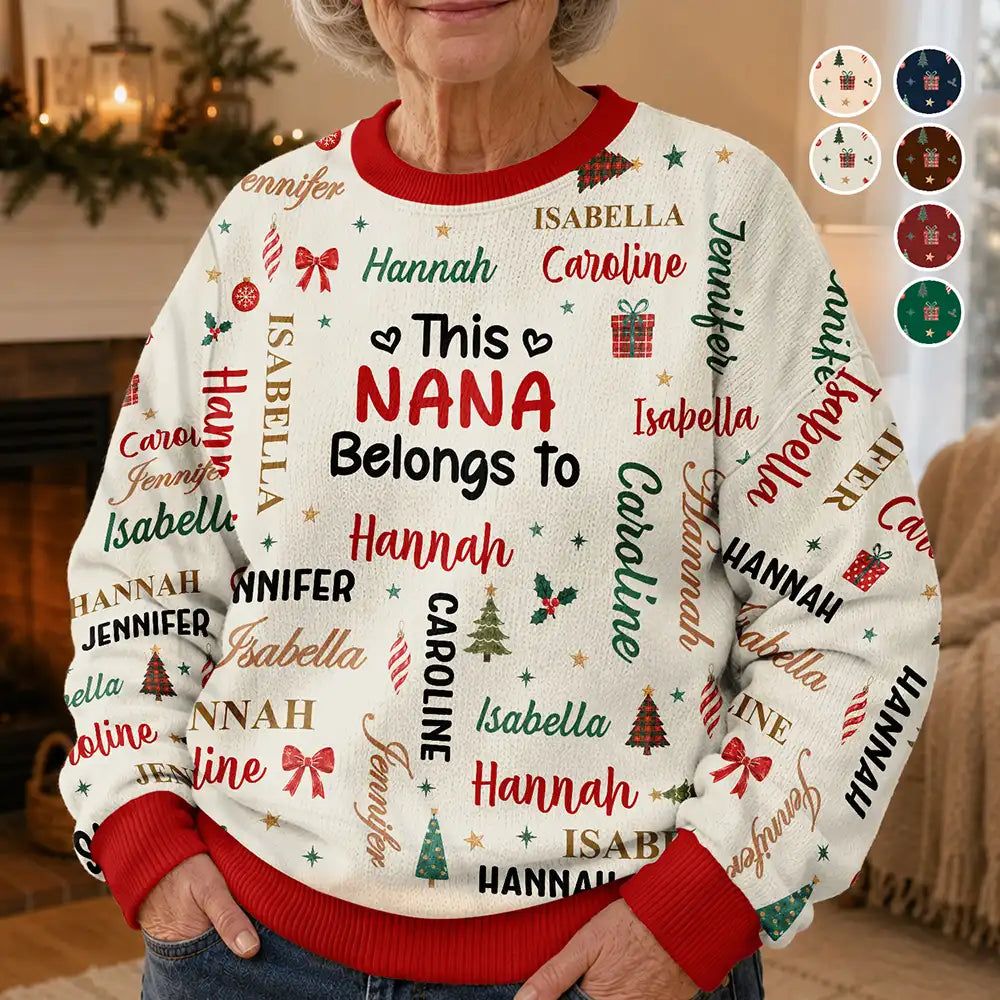 Christmas Gift For Grandma Nana - Personalized Kids Names Unisex Ugly Sweater