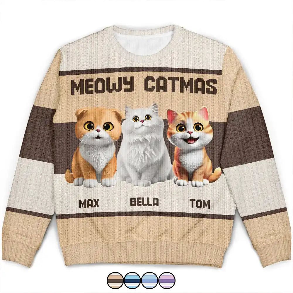Best Cat Mom Ever Funny 3D Cute Cats - Personalized Unisex Ugly Sweater