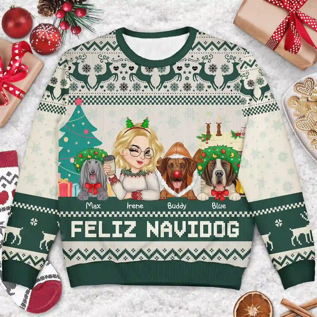 Christmas Pet Lovers Happy Pawlidays - Personalized Unisex Ugly Sweater