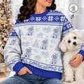 Christmas Gift For Pet Lover - Personalized Custom Photo Pencil Sketch Toile De Jouy Pet Pattern Unisex Ugly Sweater