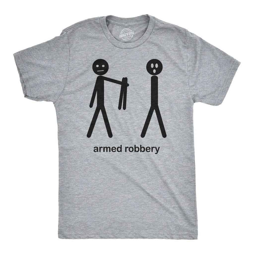 Mens Armed Robbery Funny Stick Figure Drawing Sarcastic Hilarious T shirt