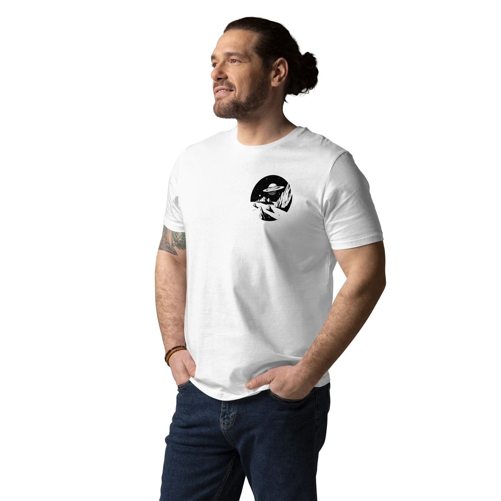 White unisex T-Shirt space logo