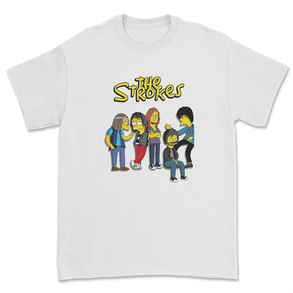 The Strokes simpsons Funny T-shirt white short sleeve All sizes XX215