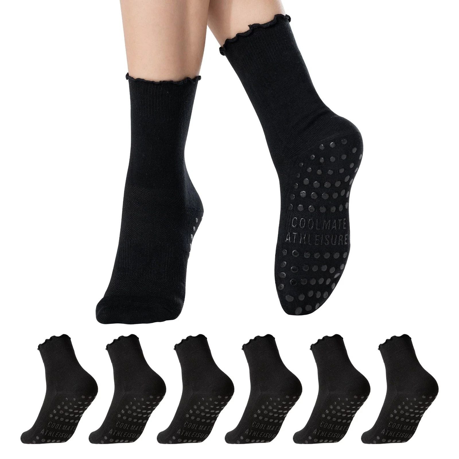 Pilates Socks with Grips for Women, Yoga Socks, Crew Non Slip Women for Barre...