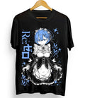 Rem Re Zero T-Shirt,Cute Re Zero Ram,Subaru,Japanese T-Shirt Black
