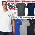 Personalised Custom Embroidered Unisex Gildan Softstyle V-neck T-shirt Casual