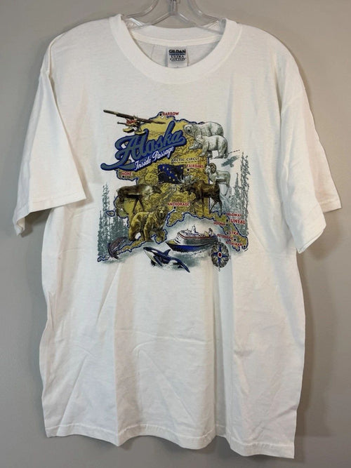 Alaska Inside Passage Vintage Tee Shirt Men’s Large Travel Y2K Nature Bears Fish