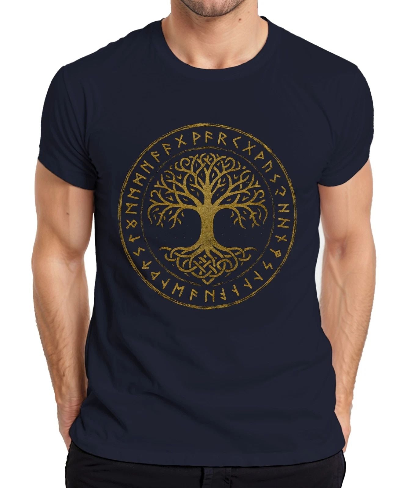 Yggdrasil Tree of Life Celtic Norse Runes Mysticism Vikings Men's T-Shirt
