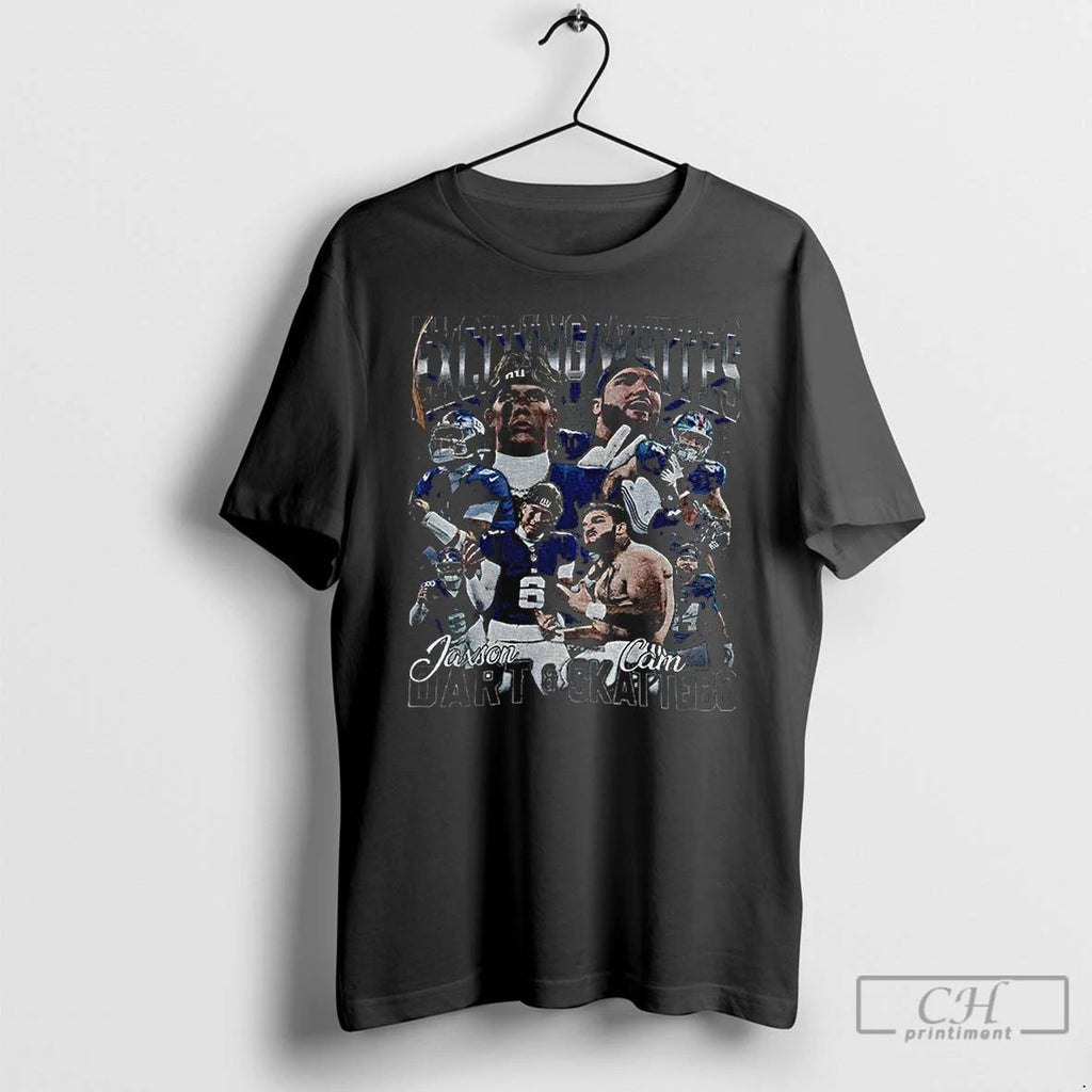 Premium Jaxson Dart And Cam Skattebo Step Exciting White New York Football Retro T Shirts