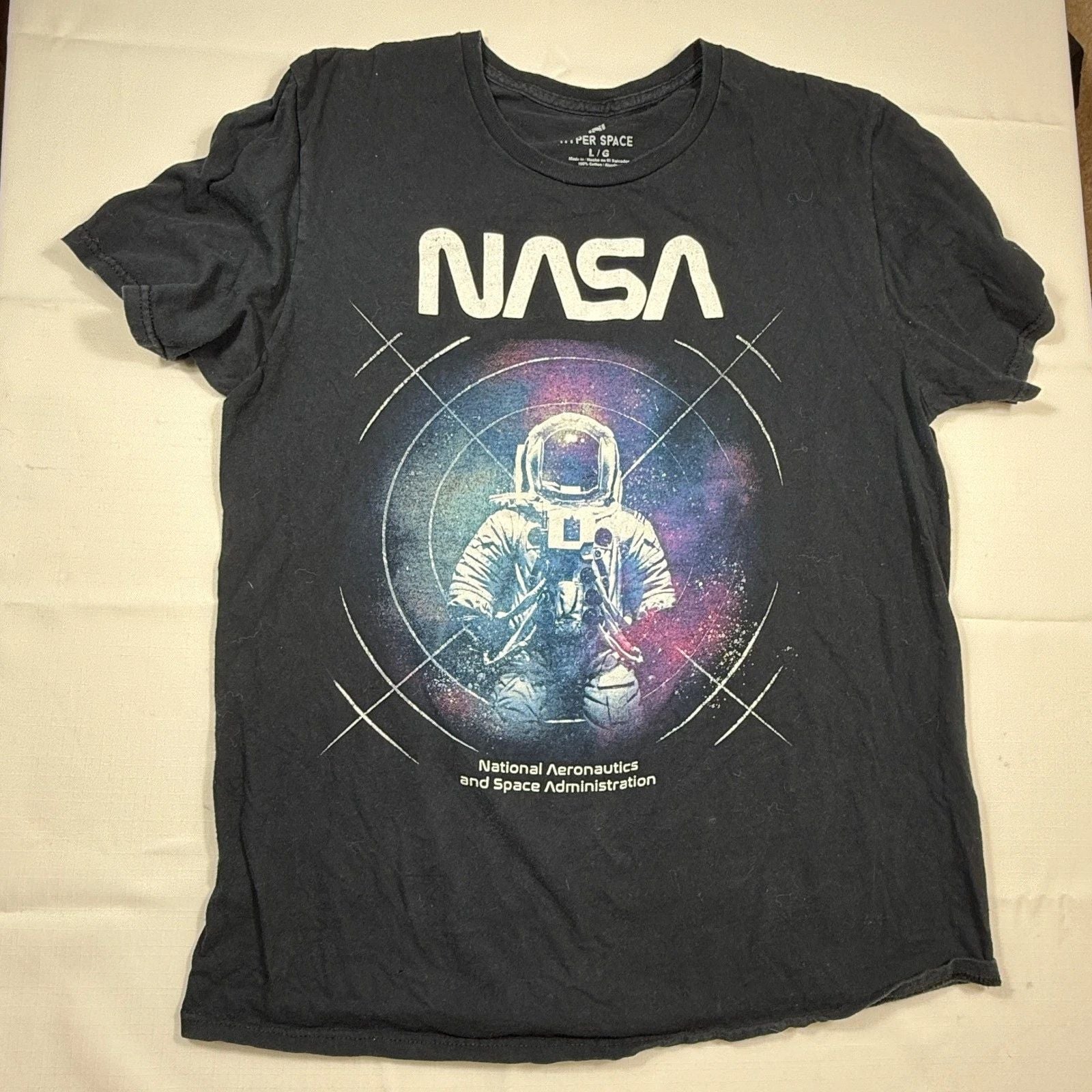 NASA Hyper Space Graphic T Shirt National Aeronautics Large L Cotton