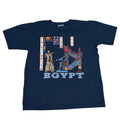 Black Horse Mens Egypt Graphic Tee Navy Blue Hieroglyphics Cotton Shirt Small