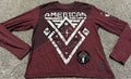 American Fighter Slim Fit Large Mens Long Sleeve Shirt Red Double Sided MMA UFC