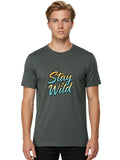 Stay-Wild-18 Mens Graphic Tee, 100% Cotton, Casual Summer Wear