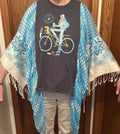 Upcycled BIKE T Shirt Handmade BOHO PONCHO TOP Fringed Sleeves Fashion One SZ