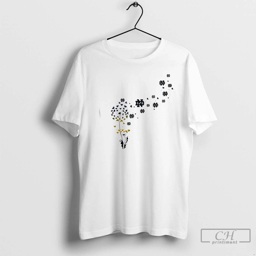 Classic Dandelion Flower Notre Dame Fighting Irish Football Logo T Shirts