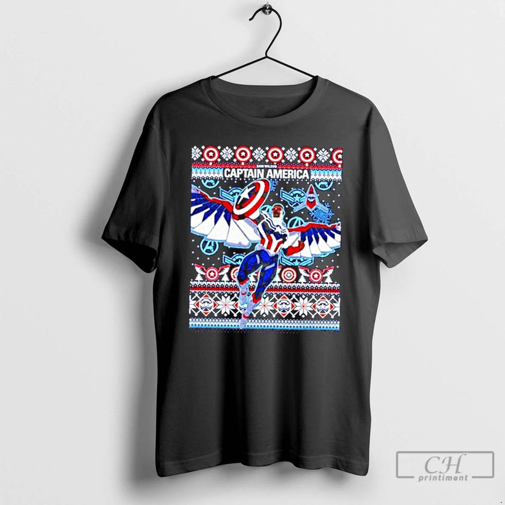 Classic Captain America Sam Wilson Ugly Xmas Holiday T Shirts