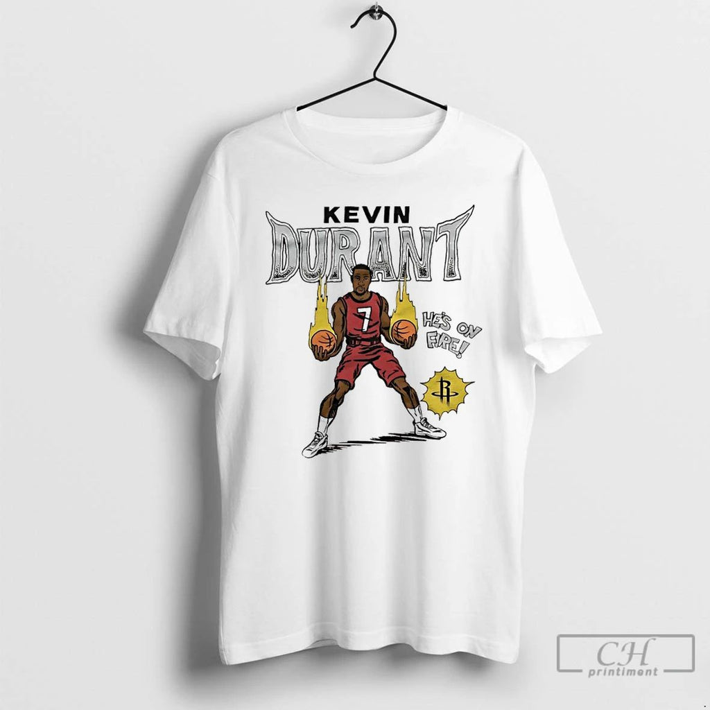 Classic Kevin Durant Hes On Fire Houston Rockets Comic T Shirts