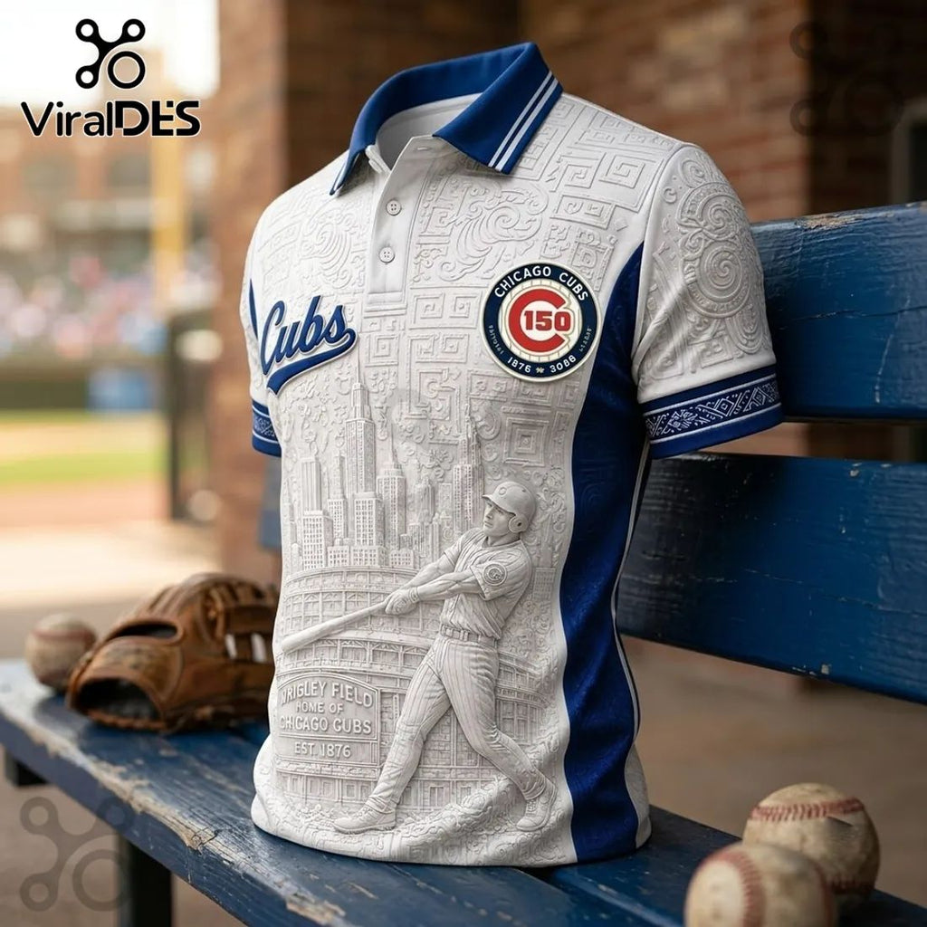 Chicago Cubs 150th Anniversary White Polo Shirt