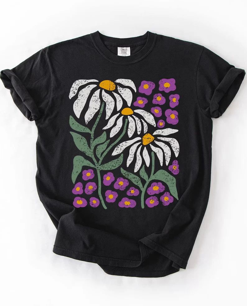 Boho Floral Daisy Flower Comfort Tee Shirt Soft