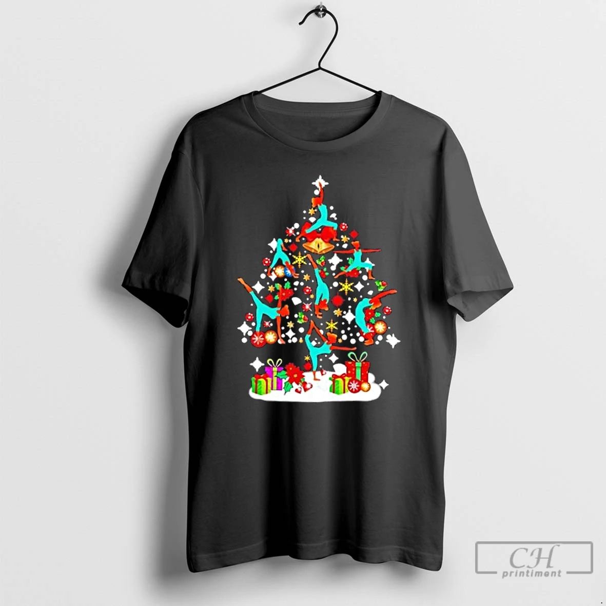 Premium Yoga Pose Christmas Tree T Shirts