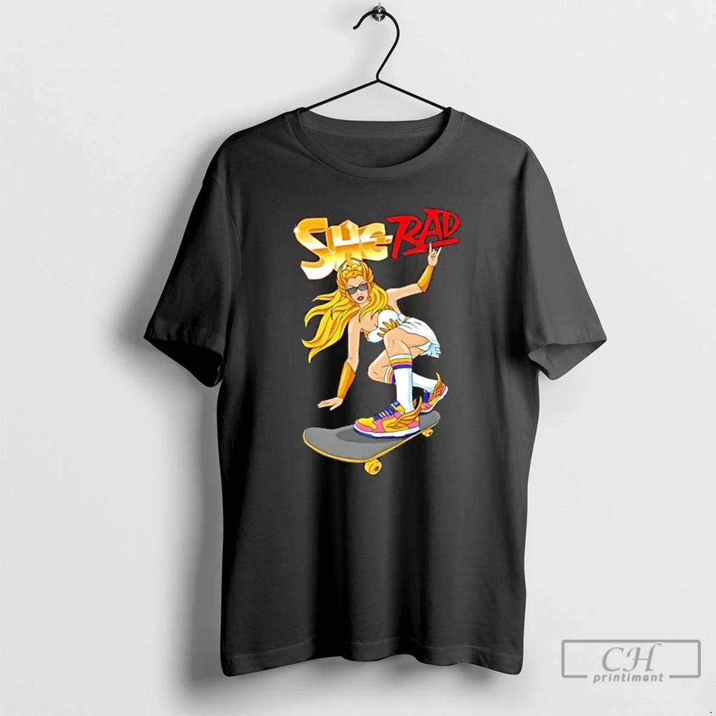Classic She Rad Skateboard Retro Cool Girl T Shirts