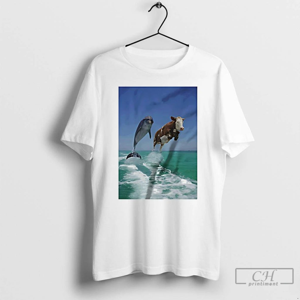 Classic Cow And Dolphin Jumping Out Of Water