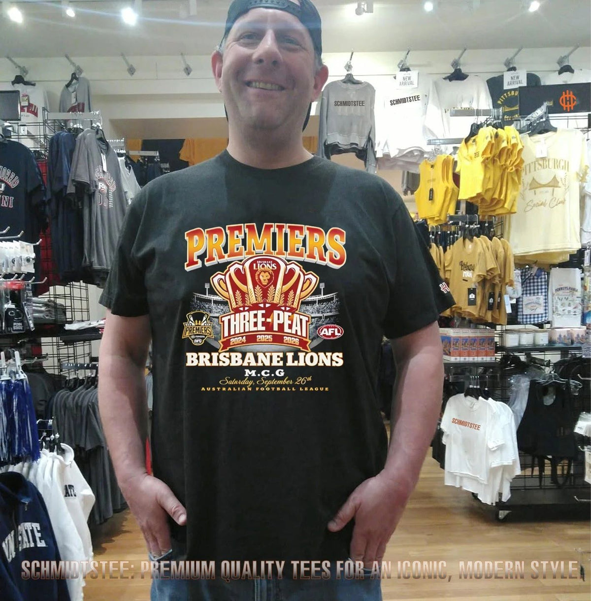 Brisbane Lions AFL Premiers Three-Peat 2024 2025 2026 Trophy shirt