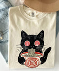 Psychedelic Ramen Cat T-Shirt Trippy Japanese Foodie Aesthetic