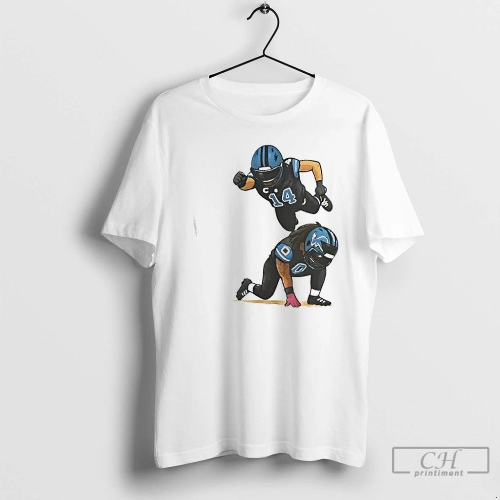 Classic Detroit Lions Football St Brown And Gibbs Superheroes Caricature T Shirts