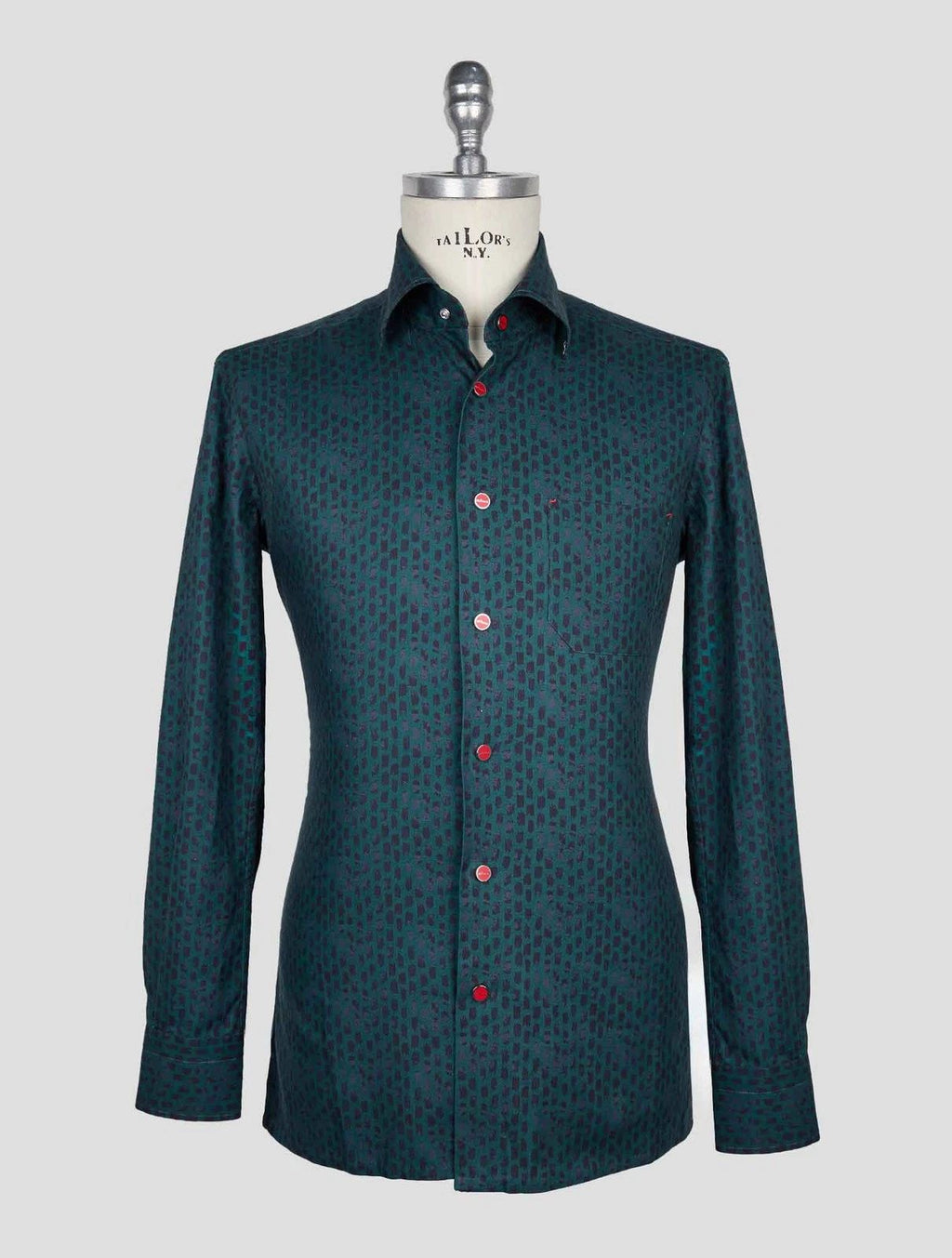 NEW KITON GREEN BLUE COTTON SHIRT US 17 - EU 43 SKE6