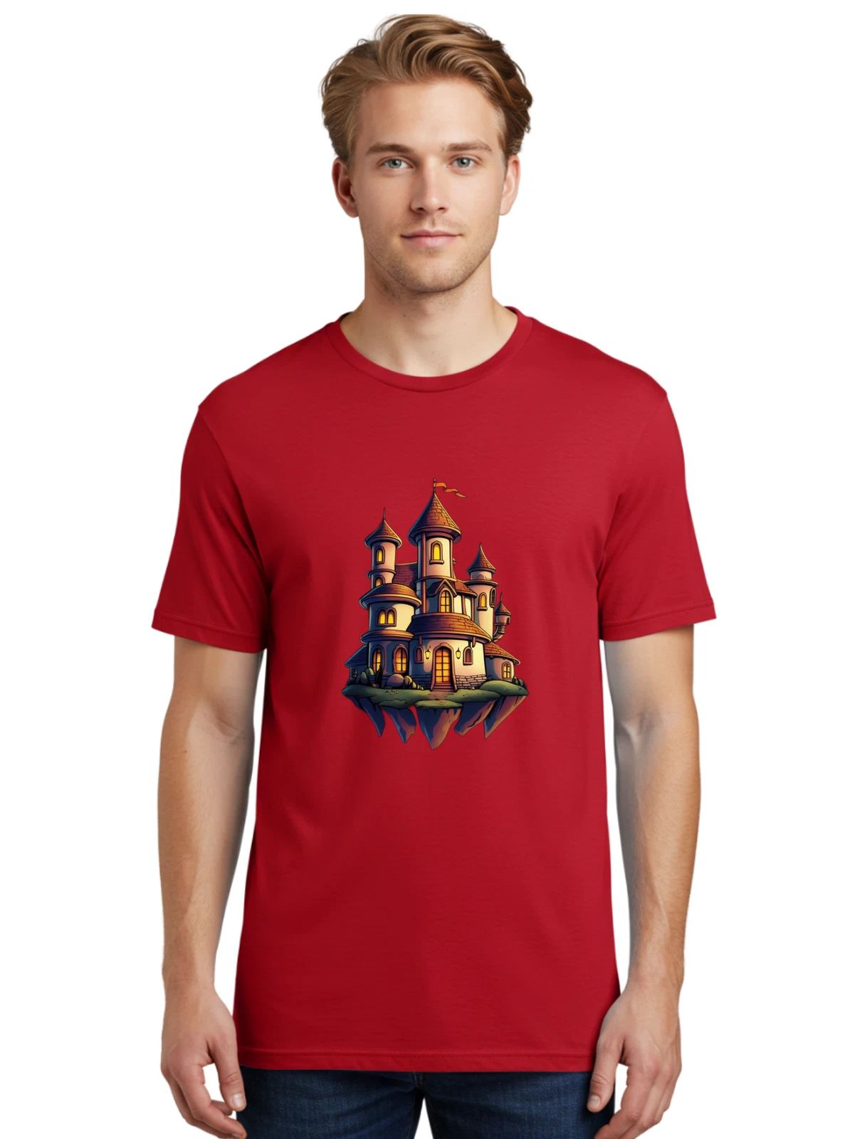 Floating-Castle-2 Mens Graphic Tee, 100% Cotton, Casual Summer Wear