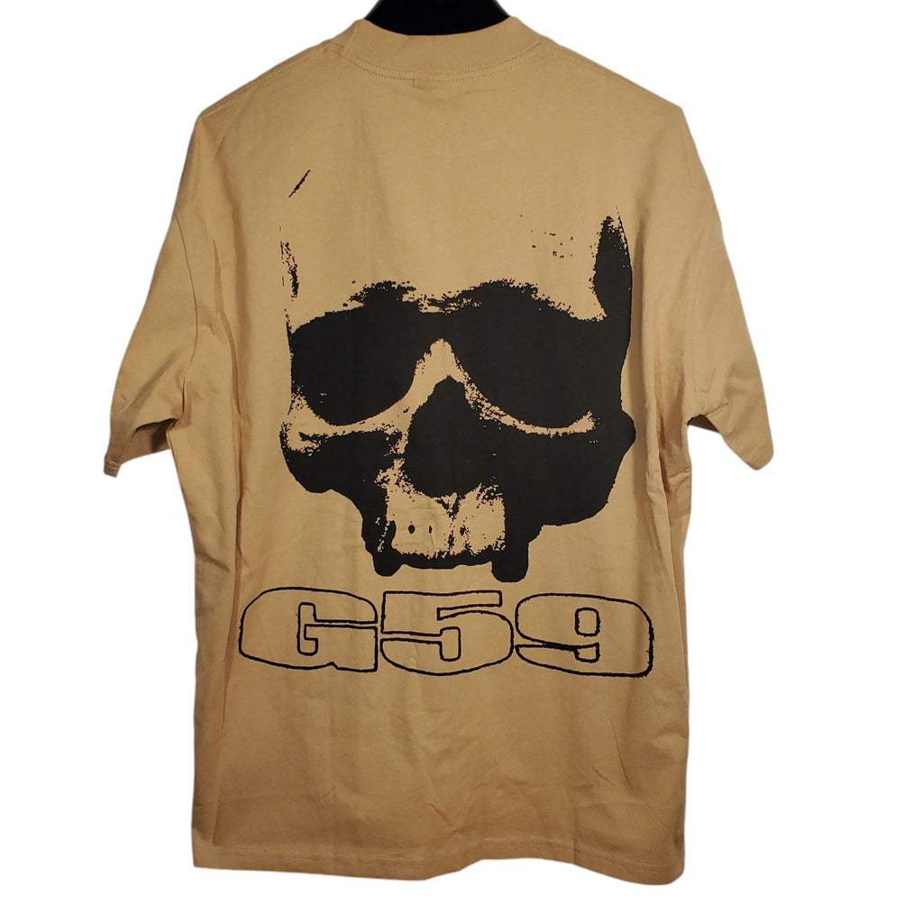 NWT G59 Suicideboys Logo Tee T-Shirt Mens L Tan Beige S/S Crewneck Skull
