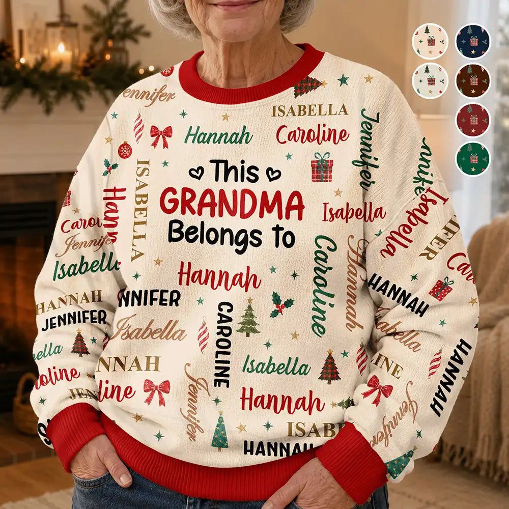 Christmas Gift For Grandma Nana - Personalized Kids Names Unisex Ugly Sweater
