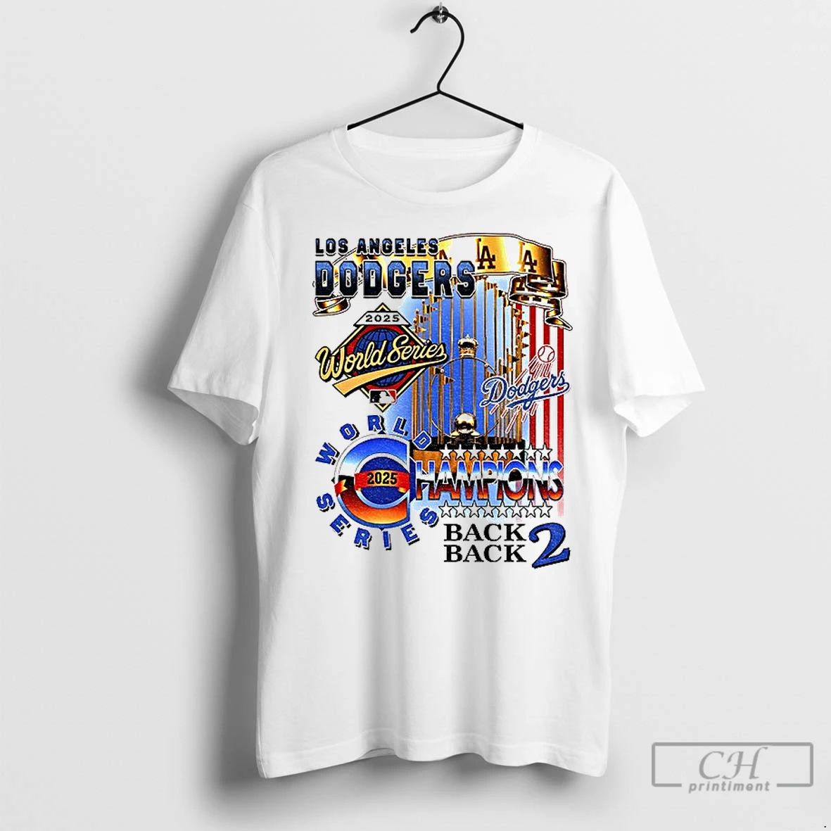 Classic Los Angeles Dodgers World Series Champions Back 2 Back 2025 Trophy Mlb Logo
