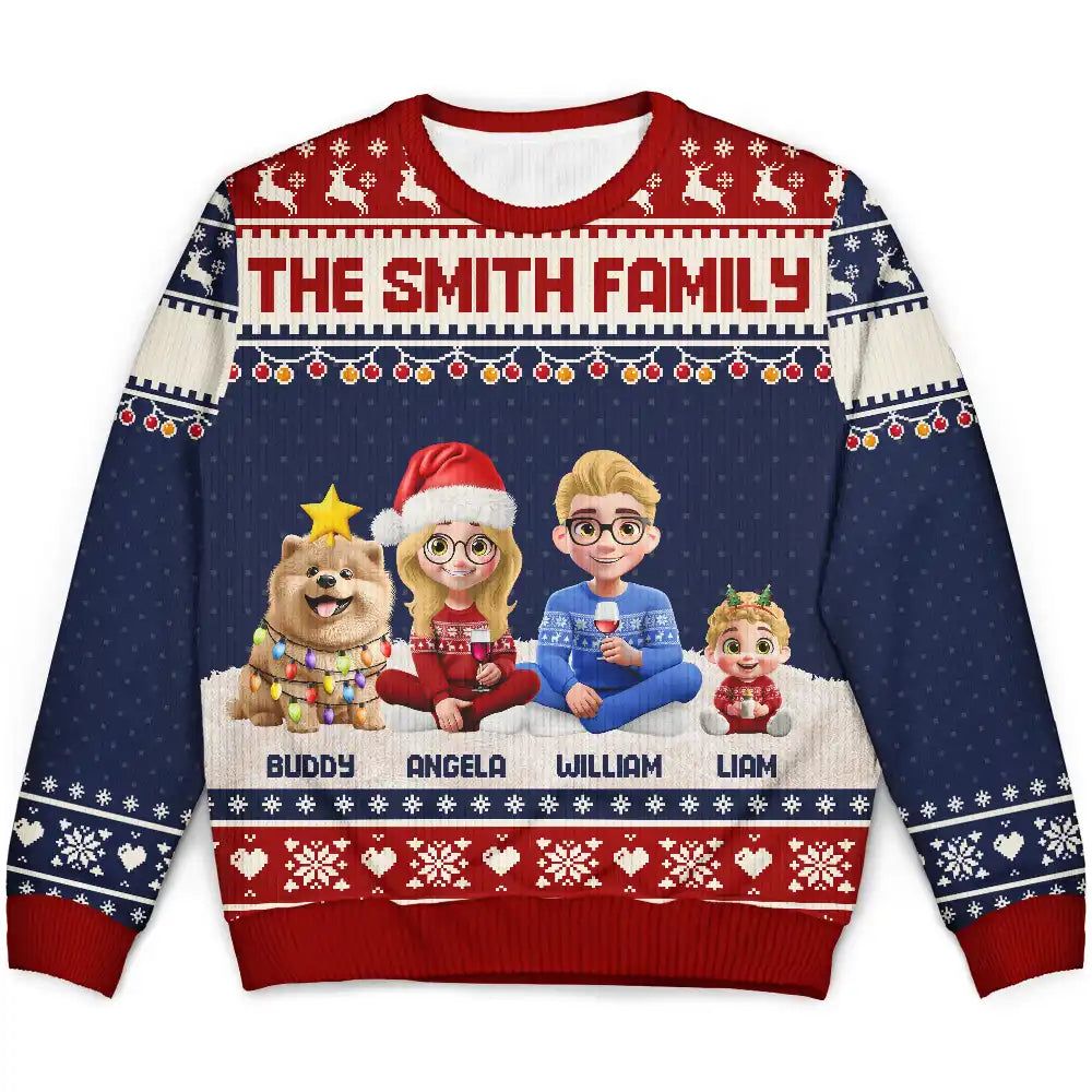 Christmas Family 3D Effect Couple Parent - Personalized Unisex Ugly Sweater