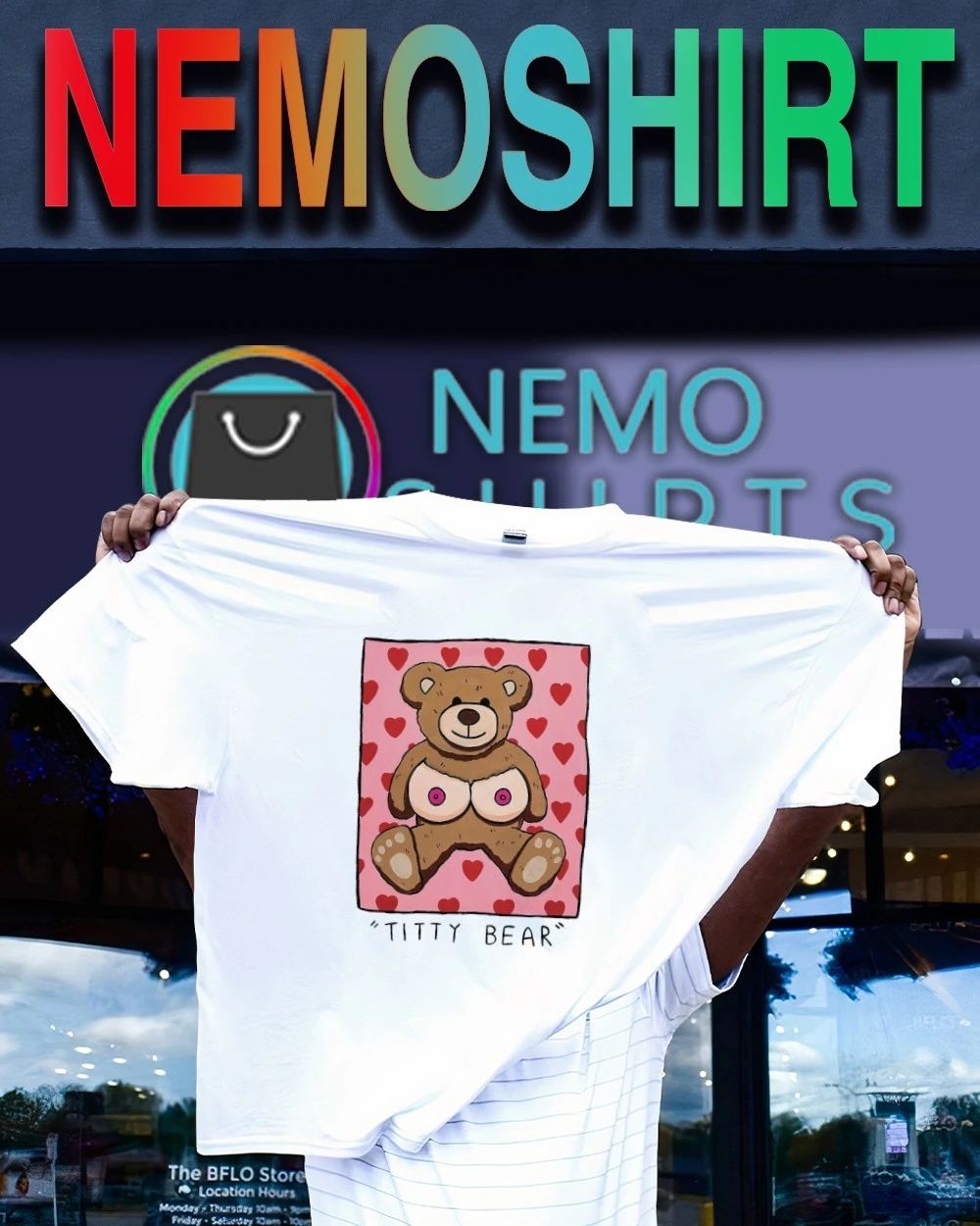 Titty Bear Teddy Bear with Hearts cute funny shirt