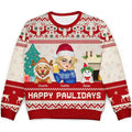 Christmas Pet Lovers Happy Pawlidays - Personalized Unisex Ugly Sweater