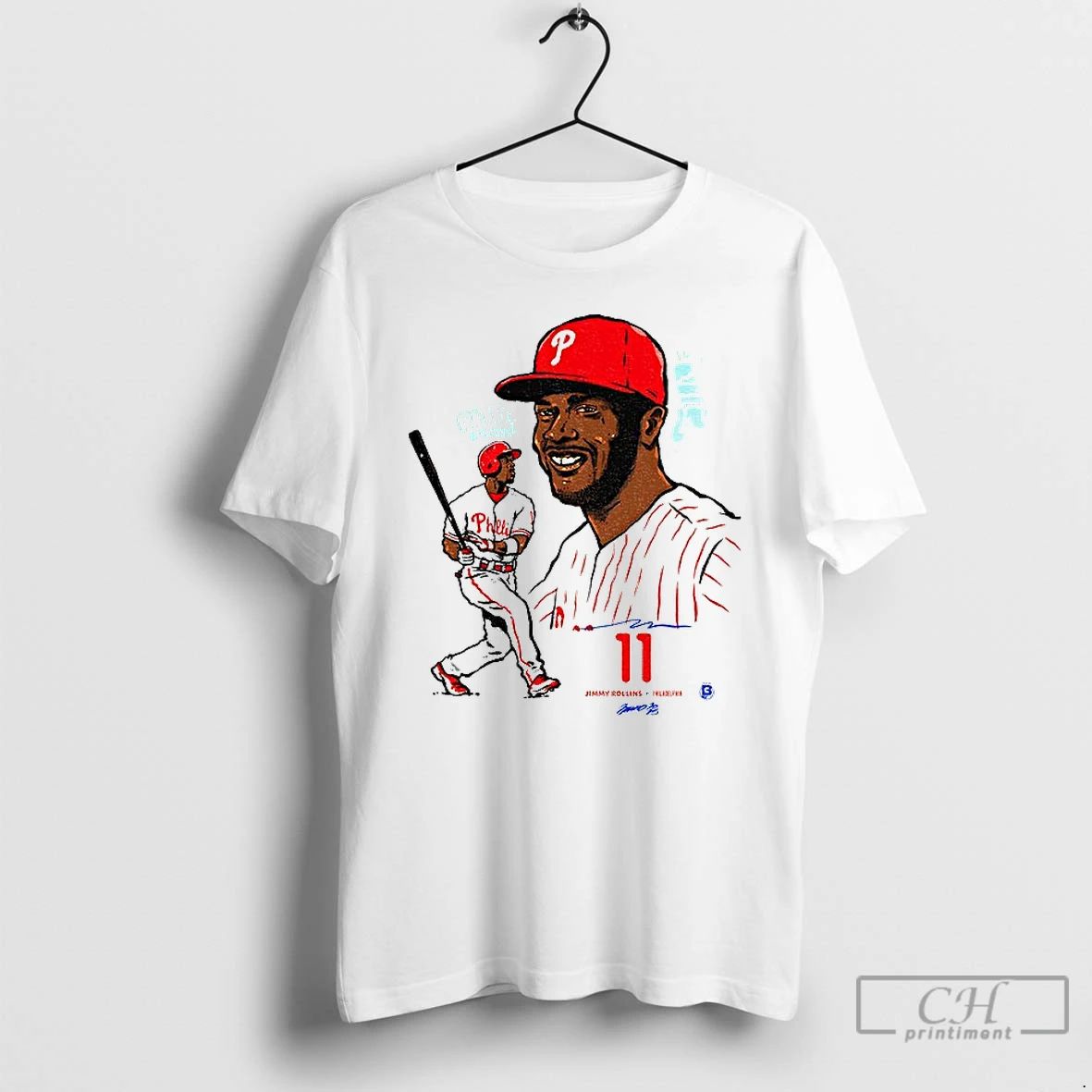 Premium Jimmy Rollins 11 Philadelphia Phillies Mlb Baseball Graphic Cartoon T Shirts
