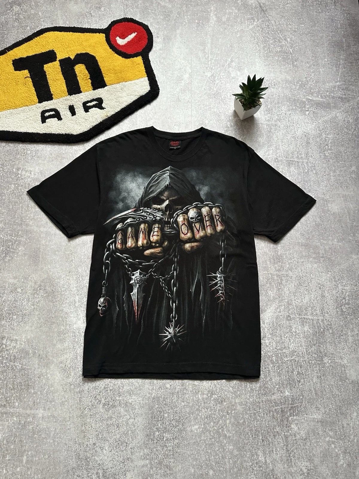 Spiral Direct Game Over T-Shirt Black Reaper Skull Graphic Mens Size XL