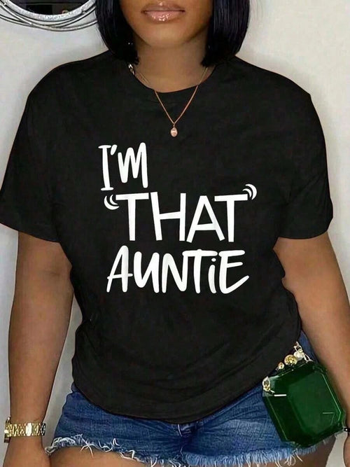 % Cotton I'That Auntie Funny Best Aunt Tee-Shirt Women's Summer Plus Size